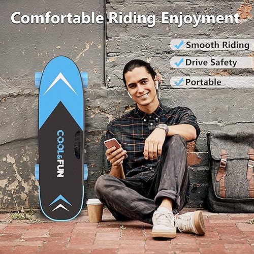 Miniatura 14 de Cool&Fun Monopatín eléctrico con control remoto, velocidad máxima de 10 MPH, rango de 7 millas, ajuste de 3 velocidades, carga máxima de 200 libras