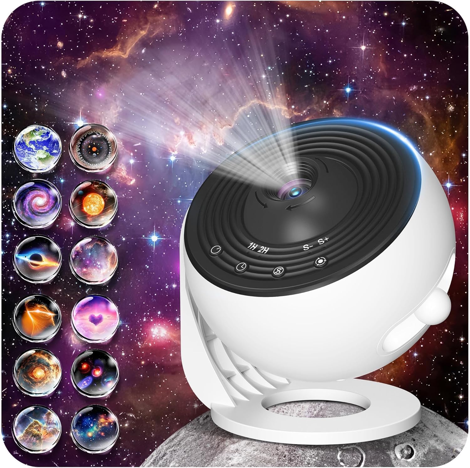 FlyEagle Upgrade Sternenhimmel Projektor, Deckenprojektor, Sternenhimmel für Kinder Erwachsene Galaxy Projektor mit 13-in-1 Planeten-Discs, LED Sternenhimmel mit Timer, 360° Drehbar, Schwarz&Weiß