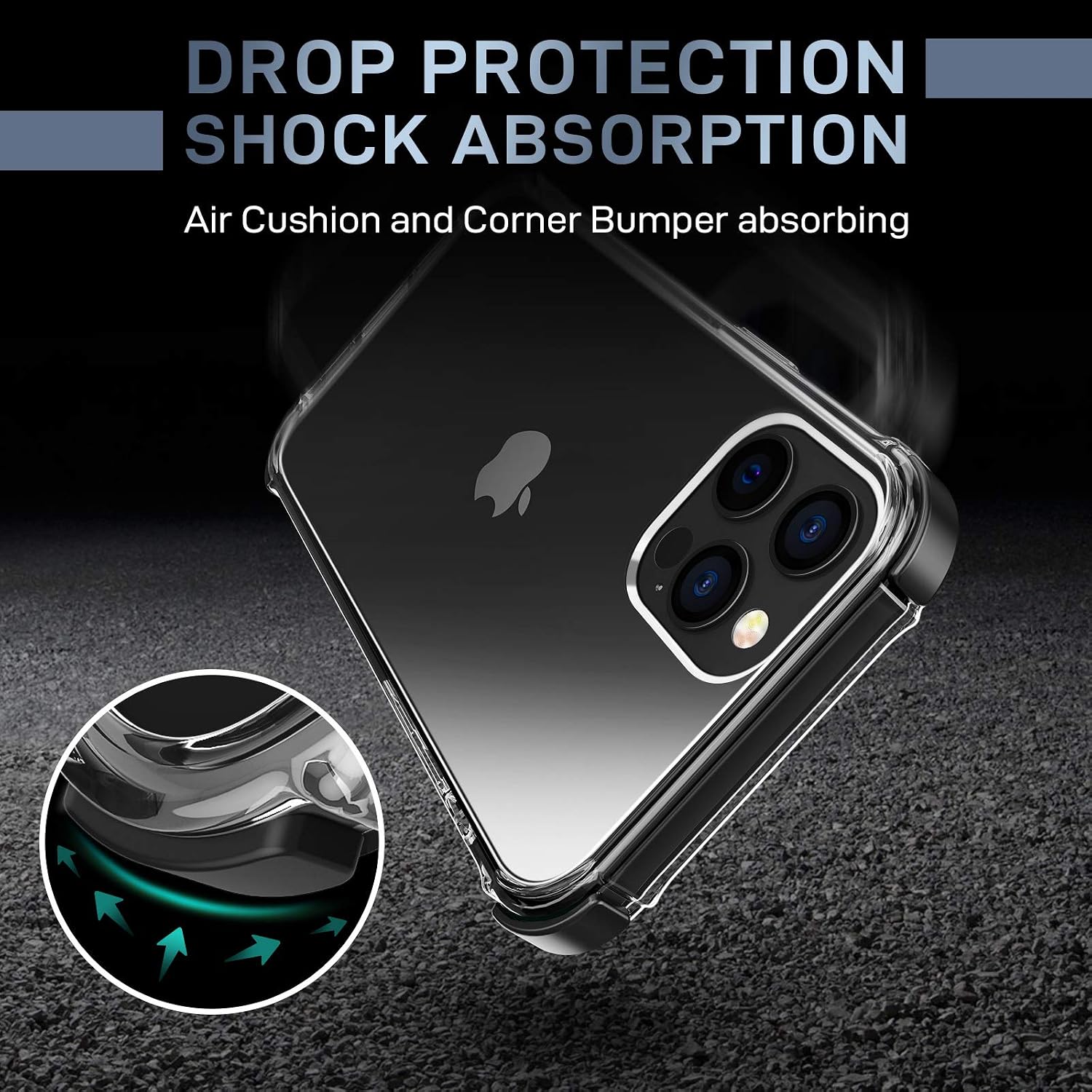 MATEPROX Compatible with iPhone 12 Pro Max Case Clear Heavy Duty Protective Crystal Back Cover with Shockproof Bumper Case(Black)