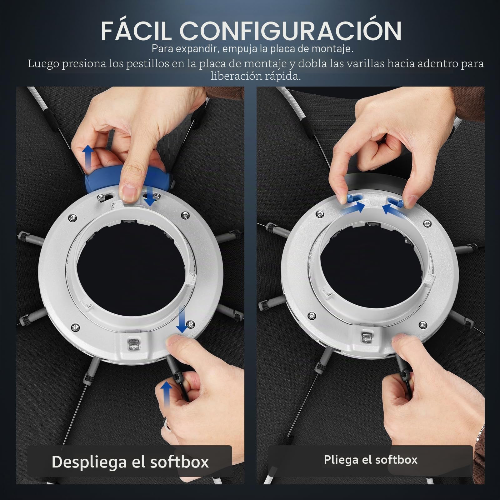 NEEWER Kit Octogonal Softbox de 17.7 Pulgadas, Caja Suave parabólica con difusores de luz para Estudio, fotografía, grabación de Video, iluminación de transmisión, Compatible con Aputure 120d