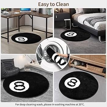 Baluch face rug今だけお値下げ！ Amazon.com: 8 Ball Rug Black Round Rugs for Bedroom