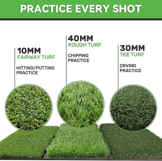 COSPOPTIC Golf Hitting Mat with Swing Path Feedback, Heavy-Duty Rubber Base Anti-Slip Golf Training Mat, Extra Replaceable Surface, Portable Practice Mat for Home Office Garage Yard Indoor Outdoor