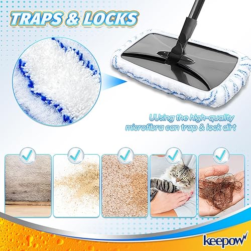 Miniatura 14 de KEEPOW Almohadillas reutilizables para fregona O Cedar Hardwood Floor'N More de microfibra, cabezales de repuesto para uso húmedo y seco, 15 x 8