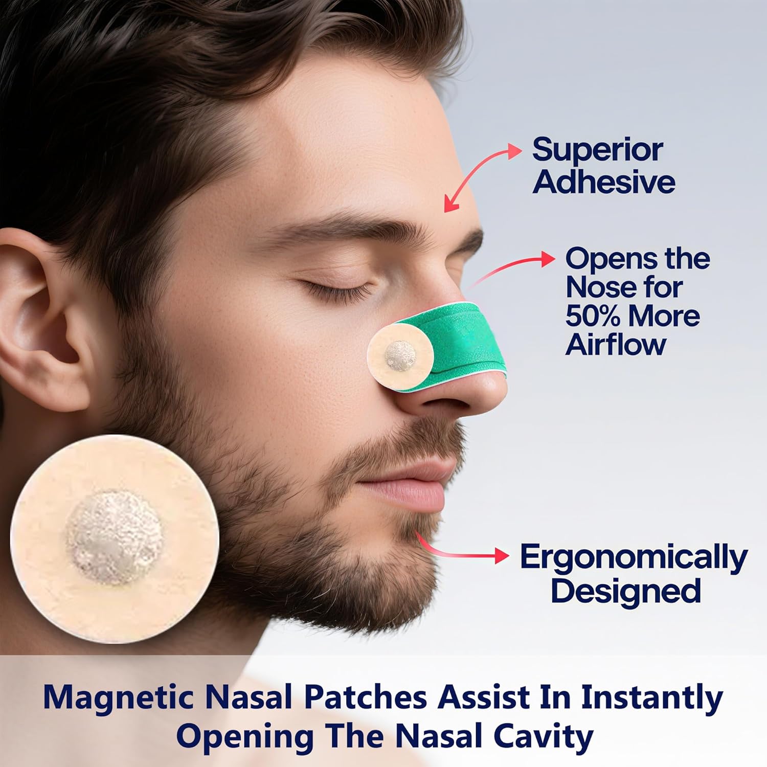 Magnetic Nose Clip Patch Refill,Nasal Strips Refill Pack(30Pairs) Enhanced Breathing, Sleep Aid & Snore Reduction - Image 2