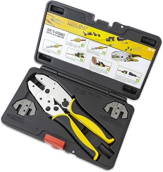 TOOLGUY REPUBLIC 1.5 Superseal Auto Connector Terminal Ratcheting Crimping Tool- Includes 2 Dies
