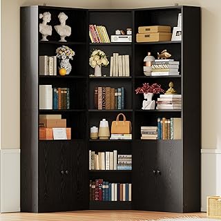 12 Small Apartment Bedroom Ideas for Smart Efficient Layouts 65 IRONCK Corner Bookshelf and Bookcase with 2 Storage Cabinets and 7 Tier ...