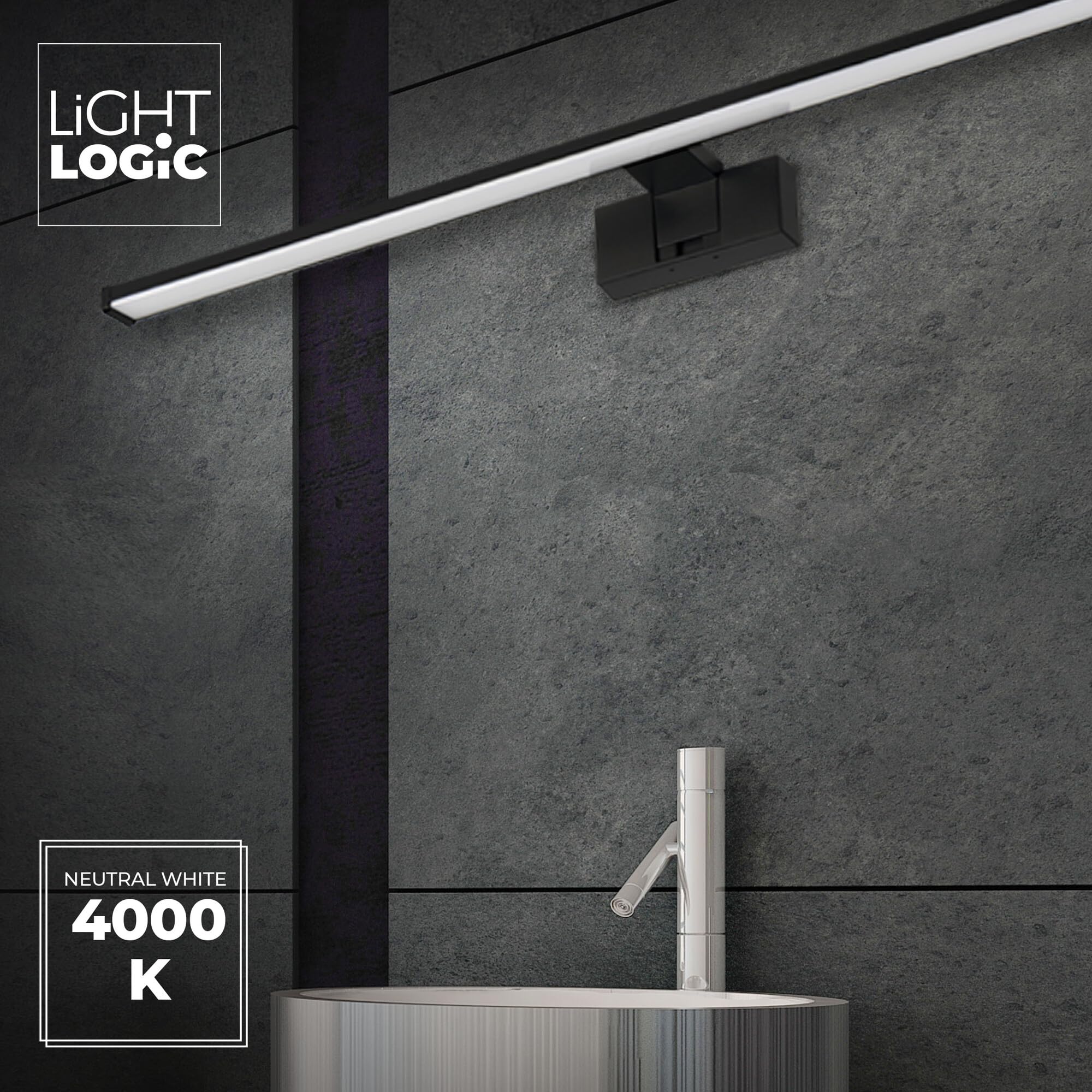 Lampa łazienkowa LL WALL LAMP 15W czarna kinkiet nad lustro 80cm IP44 LED