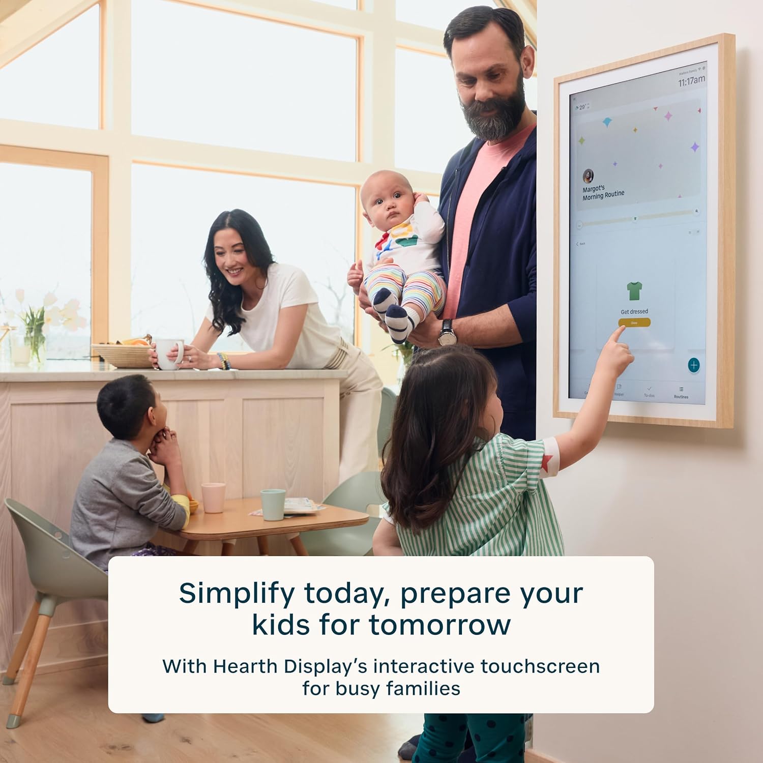 Hearth Display 27" Digital Calendar for Families, Interactive Touchscreen, Custom Wall Mount, Light Wood Frame