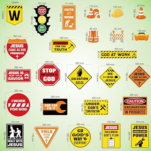 Miniatura 2 de Harloon 67 piezas de decoración de aula de construcción cristiana, tableros de anuncios de bienvenida religiosa, recortes de letreros de viaje por