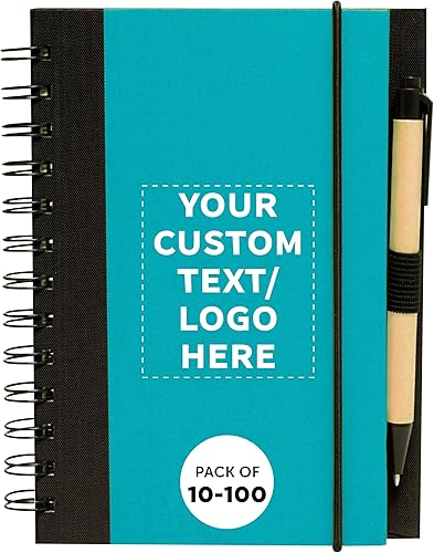 Miniatura 8 de DISCOUNT PROMOS Juego de 100 cuadernos de bloques ecológicos personalizados con bolígrafos, paquete a granel personalizado, perfecto para la -