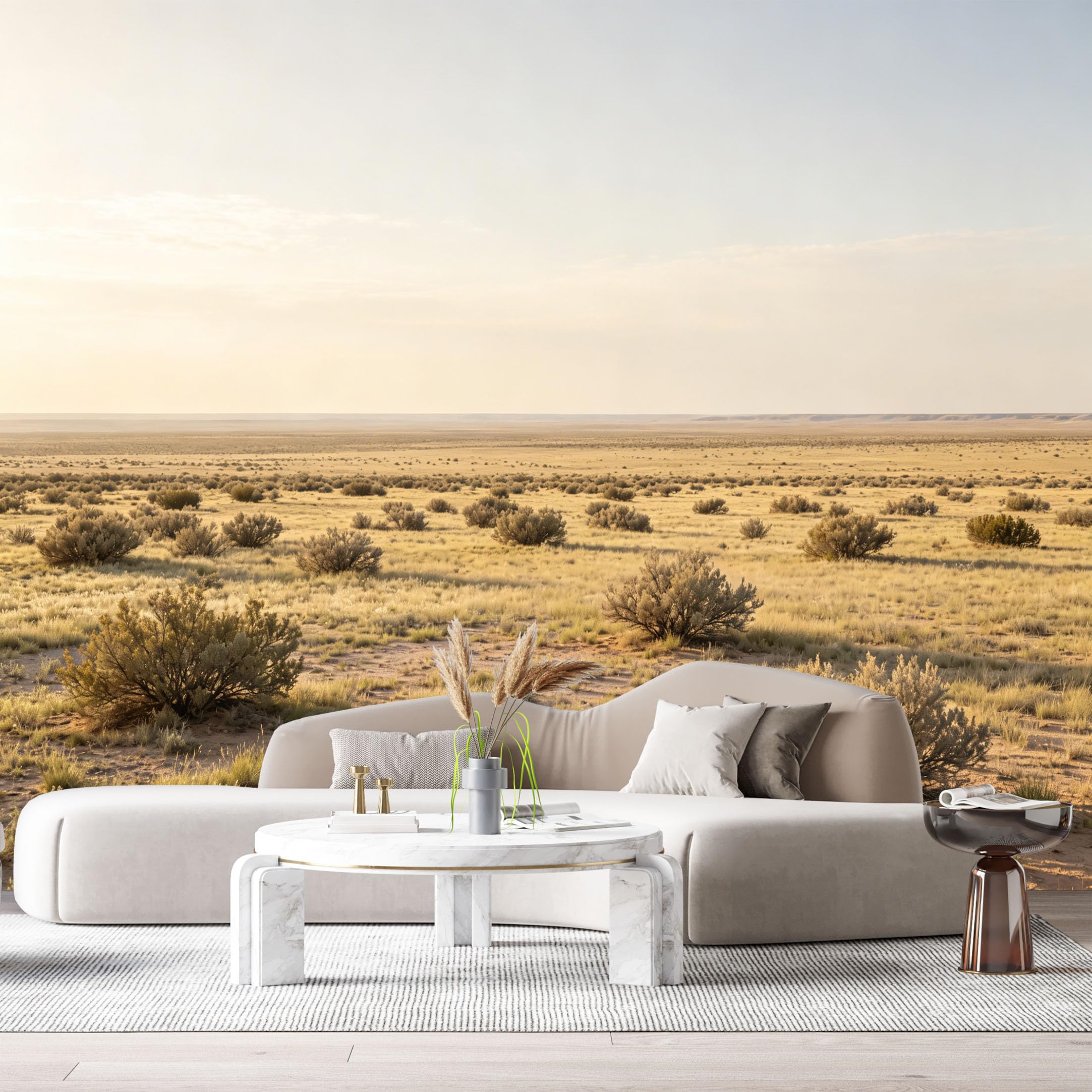 Custom Size Wall Murals Desert Landscape Golden Sand Dunes Shrub Horizon Minimalist SelfAdhesive Wall Fabric Removable Large Wallpaper for Photo Living Room