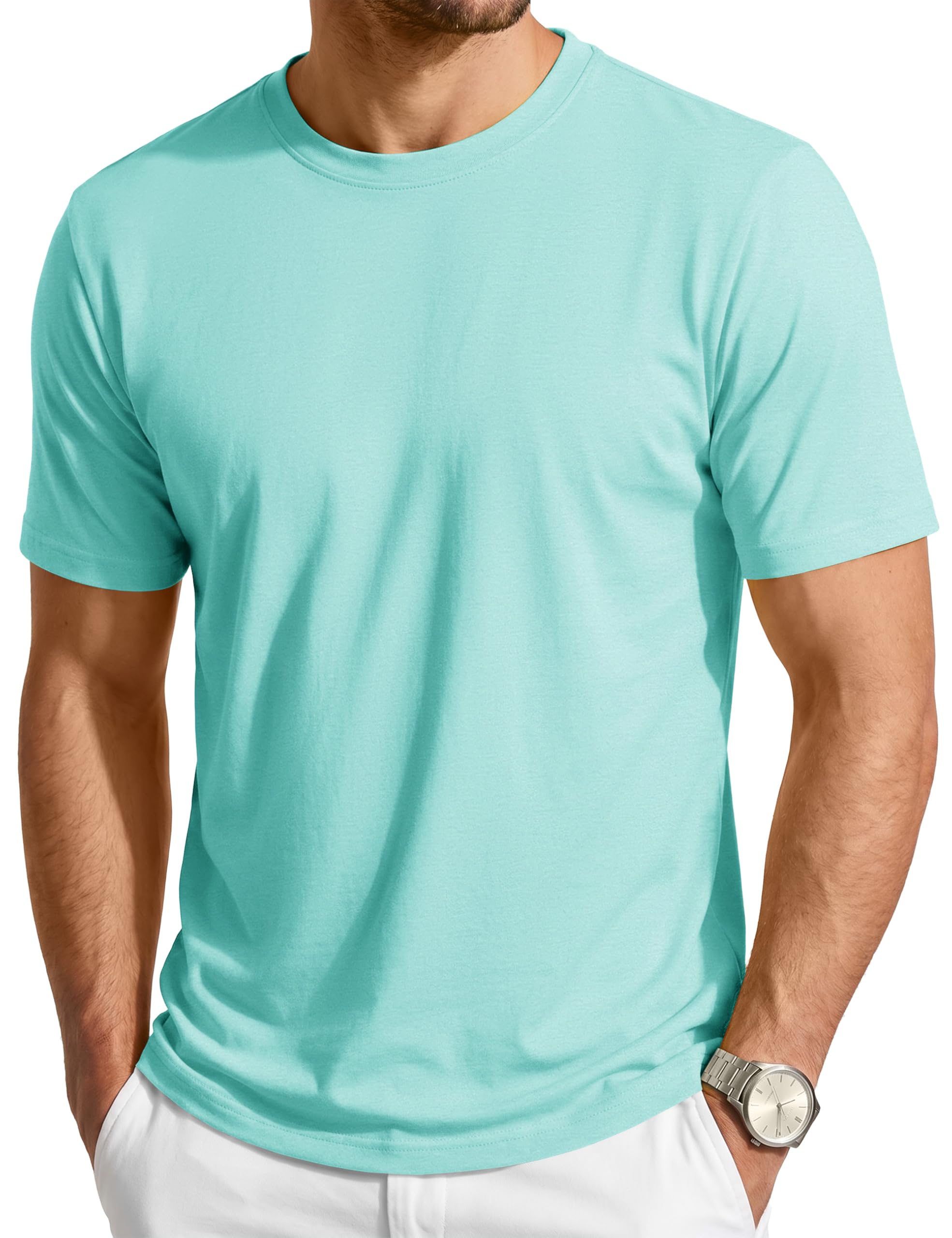 Cavva T-Shirt Herren Kurzarm Basic UV Shirt Rundhals Sommer Funktionsshirt | Atmungsaktiver Funktionsstoff mit UPF80+ UV-Schutz, Passend für Alltag, Outdoor und Unterschiedliche Freizeitaktivitäten
