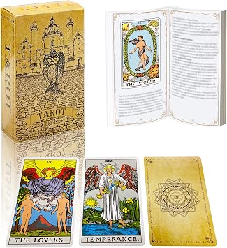 IXIGER Tarot Cards for Beginners Deck,78 Tarot Cards, 4.75" x 2.76" | Classic tarot cards deck with guidebook for beginners and experts, durable standard-size cards for learning and readings.