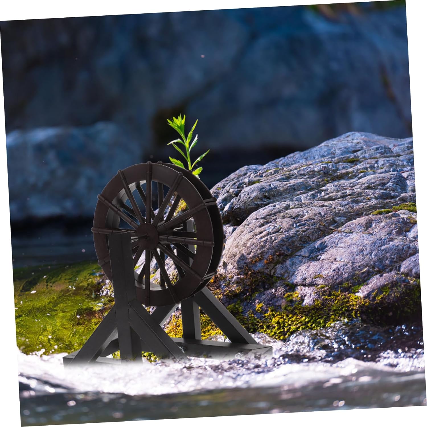 Happyyami DIY Waterwheel Bracket Set for Tabletop Fountain Outdoor Decor Running Water Wheel