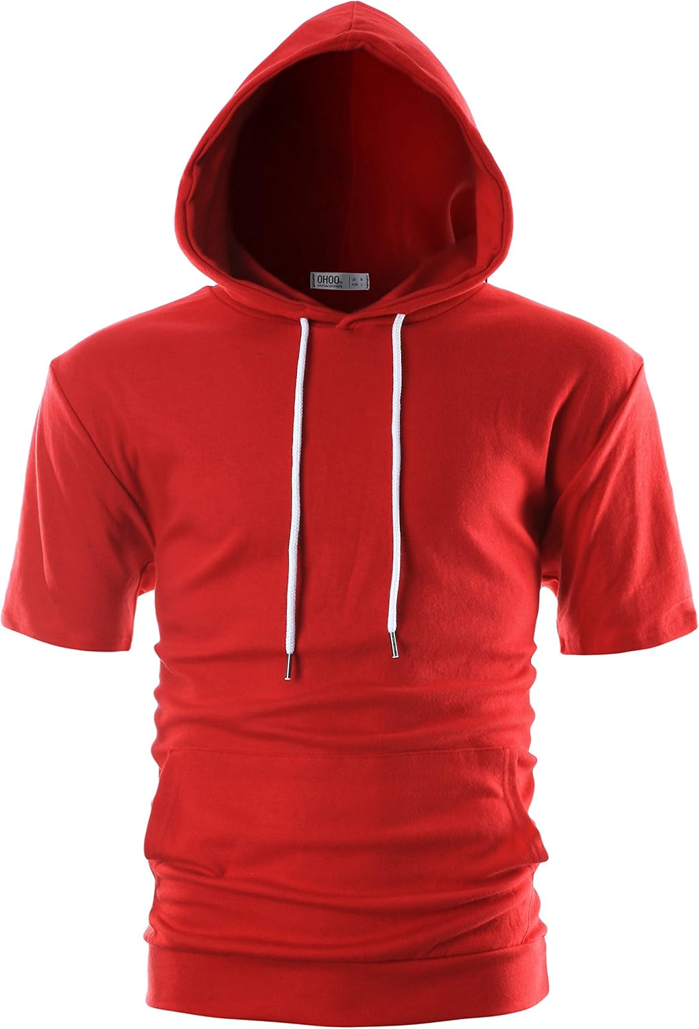 Ohoo Men's Short Sleeve Hoodie Pullover Slim Fit Lightweight Summer Hooded Sweatshirt - Image 2