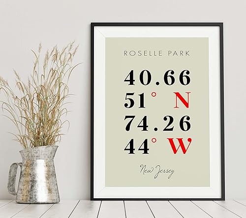 Miniatura 6 de Mapa de Roselle Park, New Jersey, Coordenadas Multilíneas de colores (16x20)