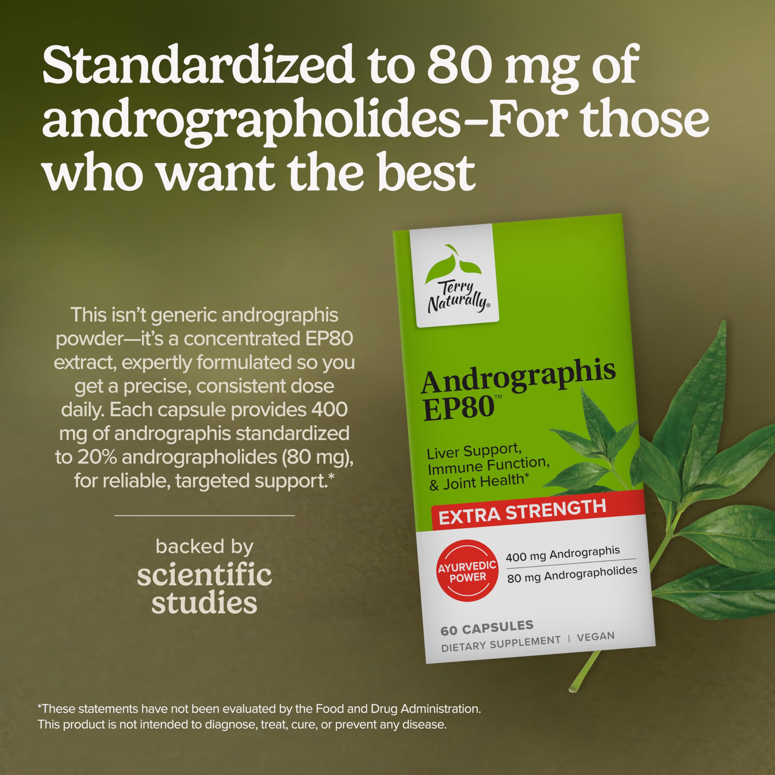 Terry Naturally Andrographis EP80 Extra Strength - Brain Health - 60 Count — Amazon image 3