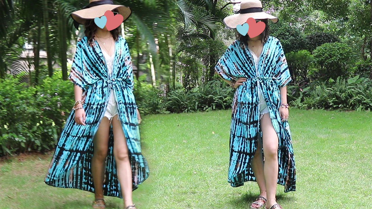 Cardigan Lungo Donna In Cotone - Copricostume Bohemien, Kimono Da Spiaggia Taglia Unica - Foto 3