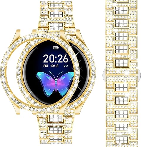 Dsytom Correas compatibles con Samsung Galaxy Watch 54 de 1.575 pulgadas, 1.732 pulgadas, 0.775 pulgadas, repuesto de metal brillante para Galaxy