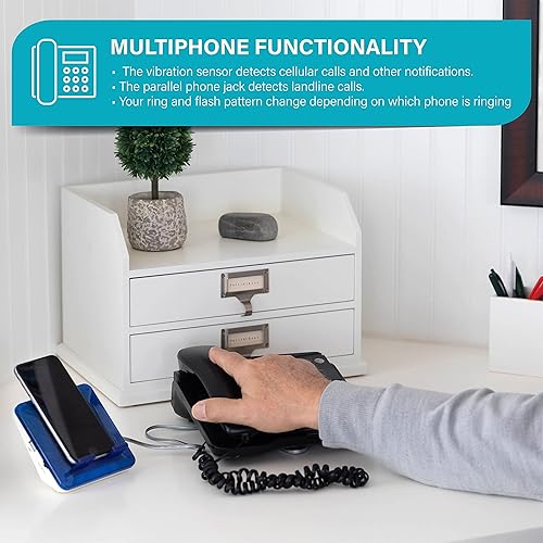 Miniatura 4 de Serene Innovations Amplificador de anillo de teléfono celular y intermitente - Detección de teléfono celular y teléfono fijo con flash LED -