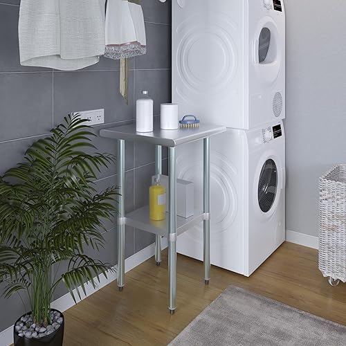 Vista 470 de AmGood Mesa de trabajo de acero inoxidable de 18 pulgadas x 36 pulgadas Mesa de preparación de alimentos de cocina de metal NSF