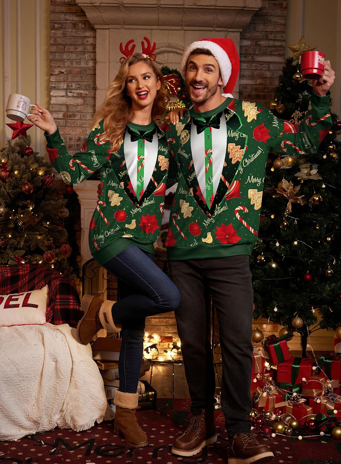 Arvilhill Men's Ugly Christmas Funny Sweatshirt Loose Fit Adult Xmas 3D Print Sweater for Holiday (S-3XL)