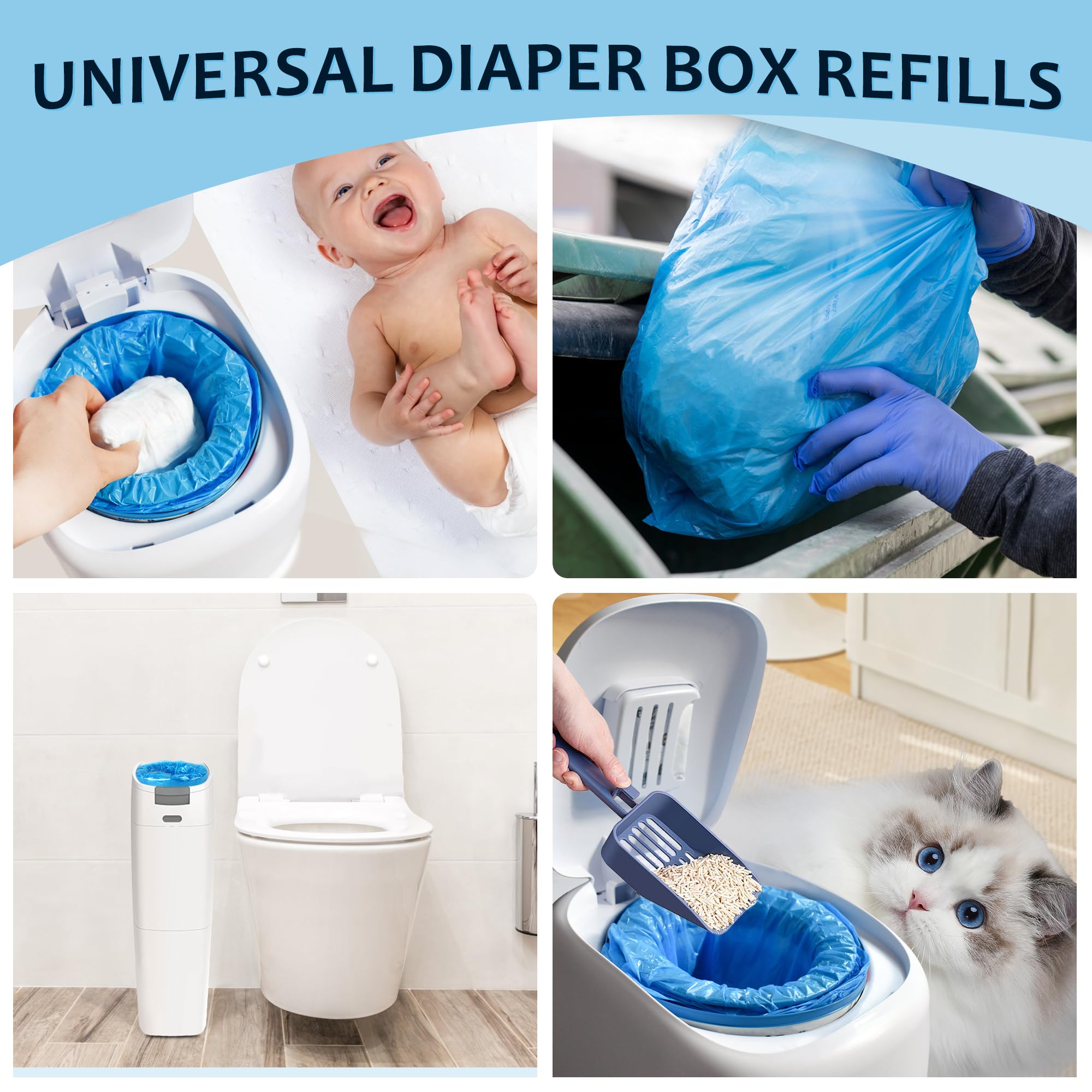 Paquete de 18 Recambios, Película Engrosada Con Buena Hermeticidad Y Resistente A Los Olores, Adecuada Para Tommee Tippee, Litter Locker, LittyCat, Chicco Y Sprout.