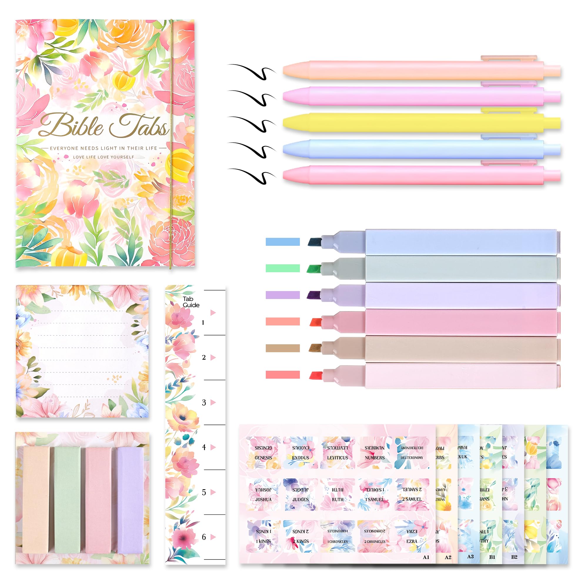 VYRANA Bible Study Supplies Journaling Kit for Women, Bible Study Kit with 11 No Bleed Highlighters and Pens, 1 Sticky Notes of 30 Pages, 1 Index Stickers of 4 Colors, 105 Tabs for Christian Gifts โ image 1