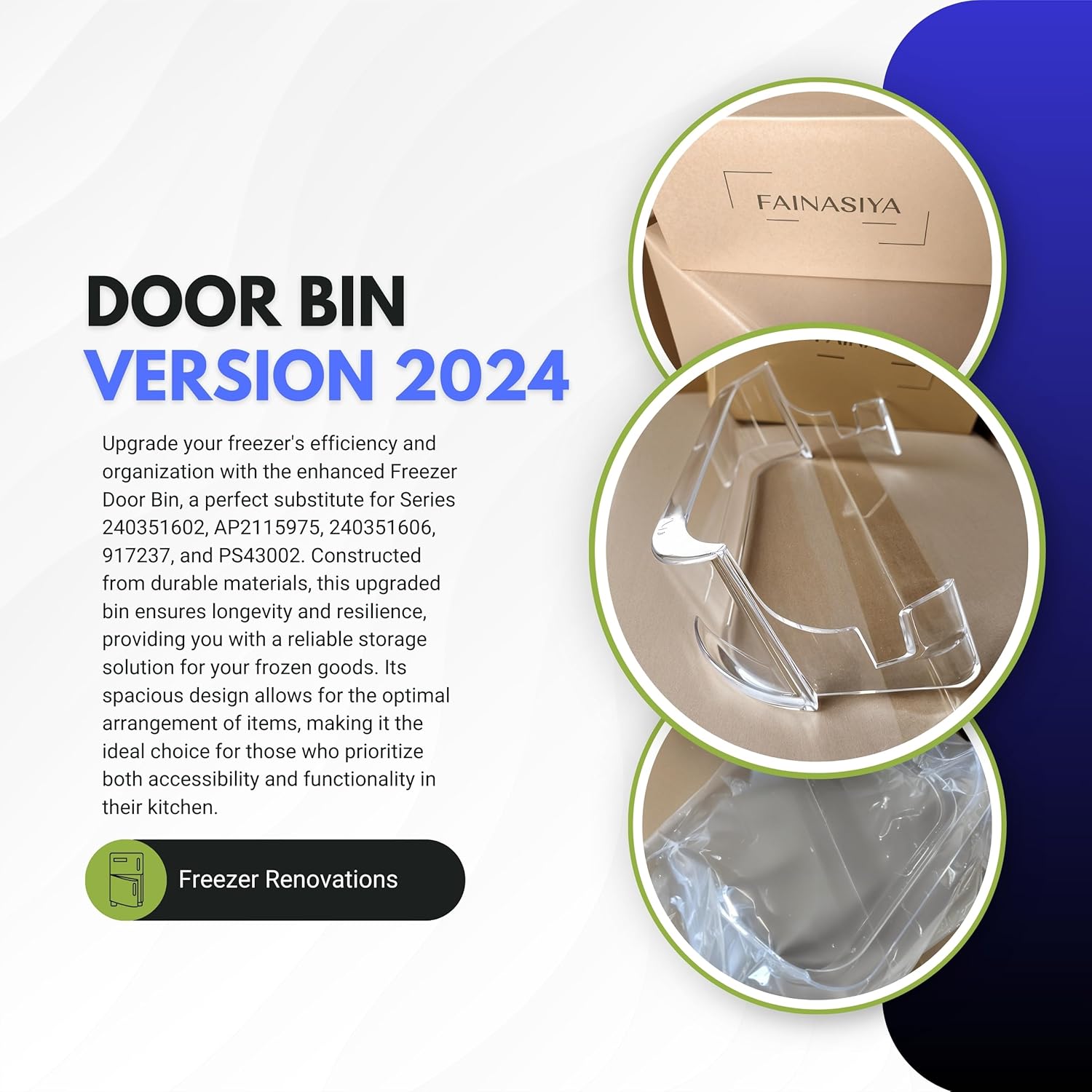 Freezer Door Shelf for Frigidaire FGSS2635TF1 FGSS2635TD9 FGSS2635TFB FGSS2635TF8 LGHX2636TF0 LGHX2636TFB FGSS2635TF6 FGSS2635TF5 LGHX2636TF5 FGSS2635TD0 FGSS2635TF0 LGHX2636TF4 Refrigerator