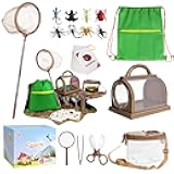 CUUCUVA Bug Catcher Kit for Kids Outdoor Explorer Kit with Insect Cage, Observation Box, Magnifying Glass, 8 Toy Bugs, Net & 10 Cards, STEM Educational Toys Gifting for Boys & Girls Ages 3+