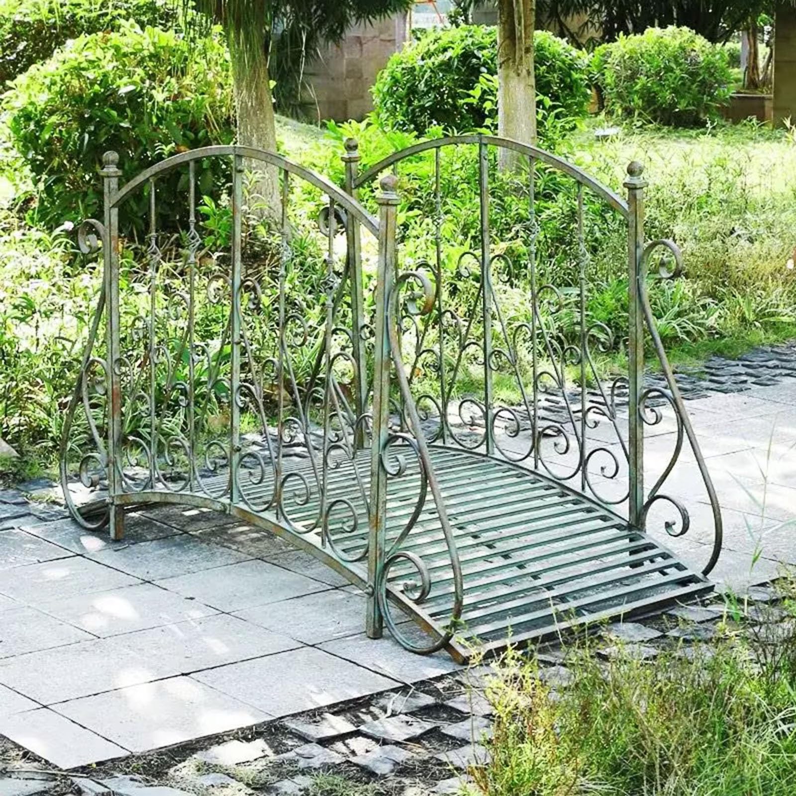 Ponte ad arco in metallo per giardino, ideale per esterni e paesaggi | Ponte ad arco decorativo per giardino, prato e vialetto, facile da montare