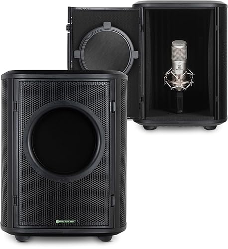 Pronomic MP-360 Mikrofon Isolationsbox - Mobiler Schallschutz mit zweischichtigem Popfilter – Popschutz Micscreen und Schallabsorbierende Gesangskabine - Perfekt für Studio oder Podcast - Vocal booth