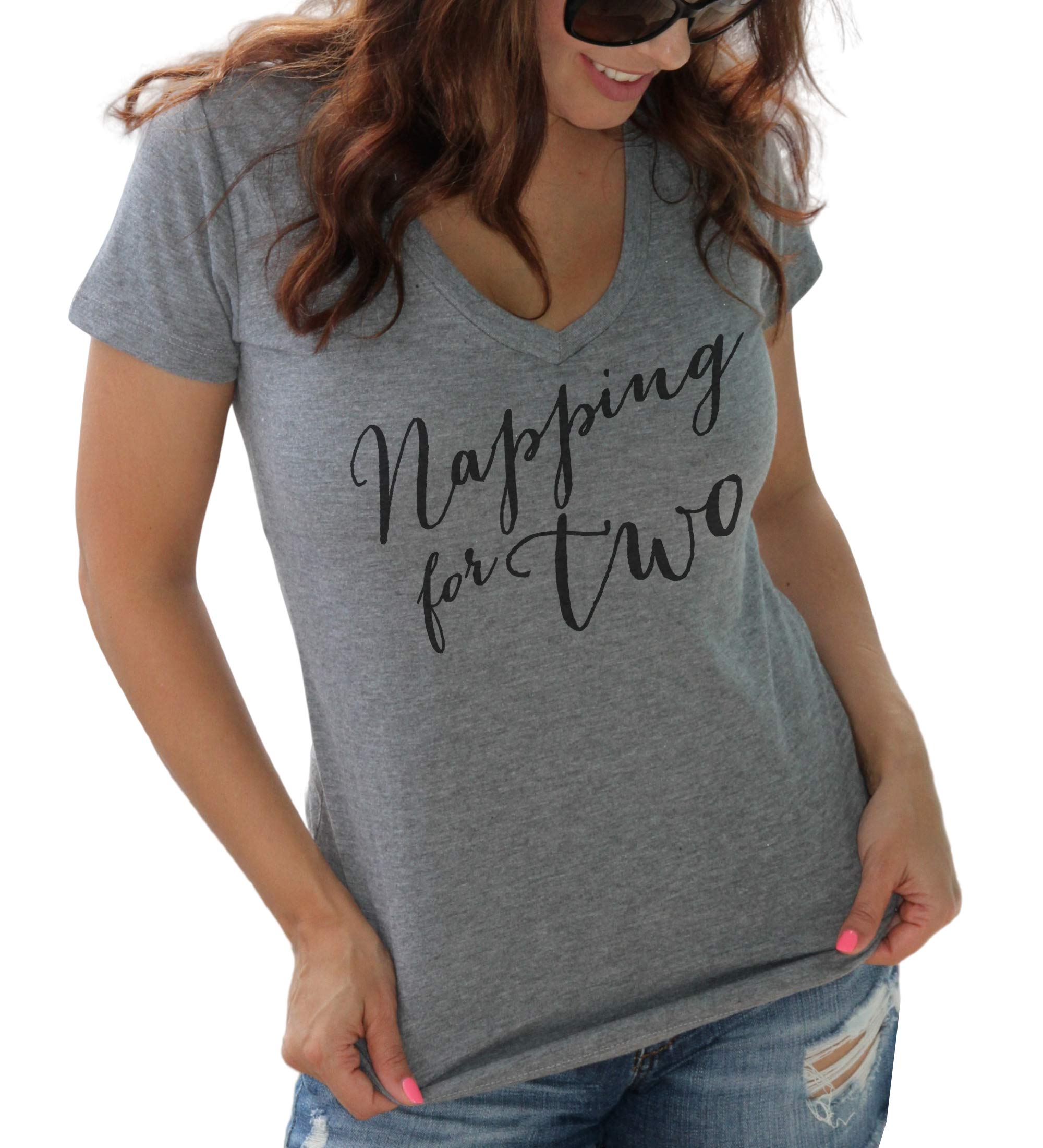 It's Your Day Clothing Napping Shirt Soft Tri-Blend Womens V Neck Pregnancy Announcement Shirt