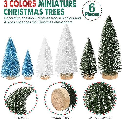 Miniatura 4 de 6 mini árboles de Navidad, decoración de Navidad artificial, mini botellas, árboles de mesa, árboles de decoración de Navidad con 4 tamaños de