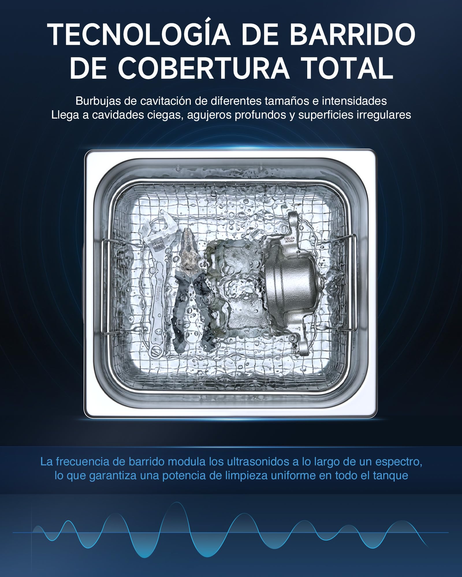 CREWORKS Limpiador Ultrasónico Industrial 15L, Limpiador Ultrasonidos 360W 33kHz,Temporizador y Temperatura Ajustables Potencia de Calentamiento de 450W