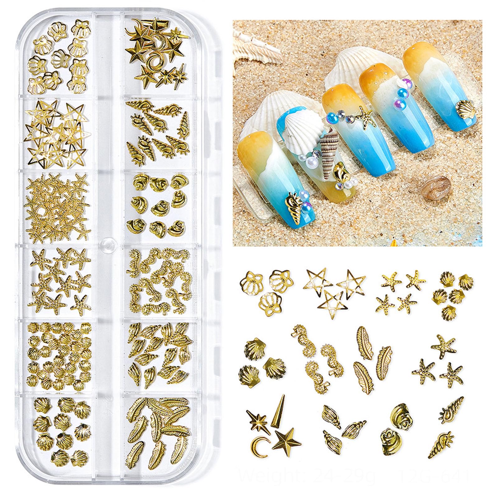 Ocean Themed Nail Charms, 2 Boxes, Shell, Star, Conch, Starfish, Pearl Nail Art Studs & Decorations, Colorful Beads - Image 2