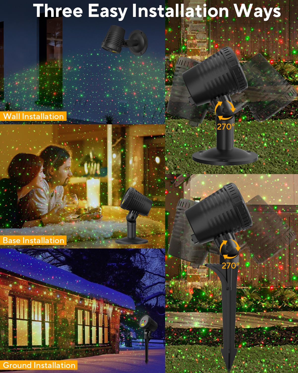 Neroupe Weihnachtsprojektor Lichter Außen Wasserdicht mit Fernbedienung, Outdoor Weihnachtsdekorationen Garten & Landschaft Lichter mit Roten und Grünen Sternen für Garten Zimmer Dekor/Halloween