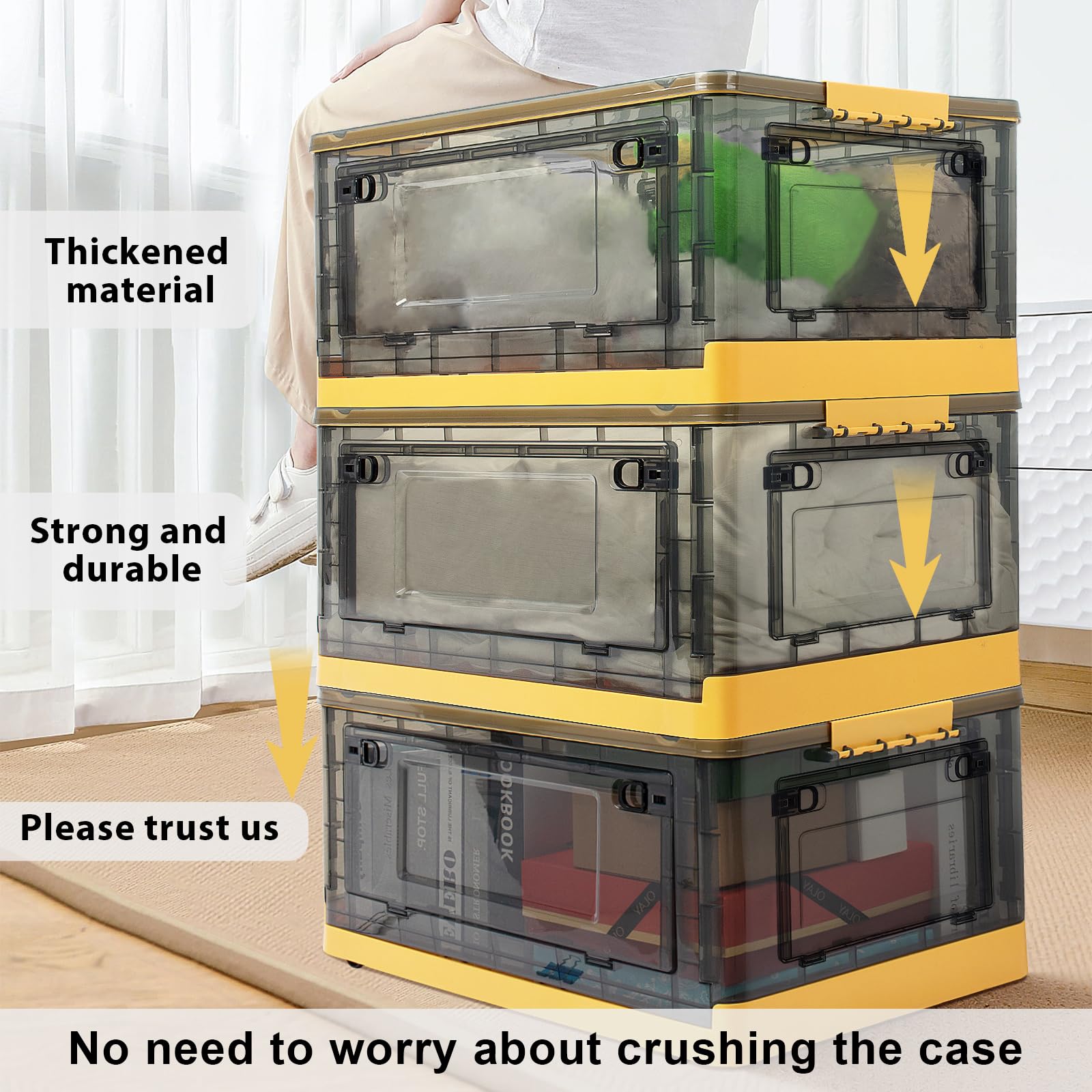 Fccabin Stackable Storage Bins With Lids, 12.6 Gal/50Qt