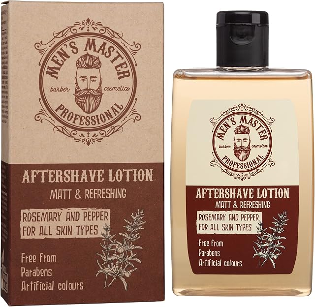Soothing Aftershave Lotion"Rosemary and Pepper" Cosmetics for Men, Parabens FREE, 120 ml of Men's Master