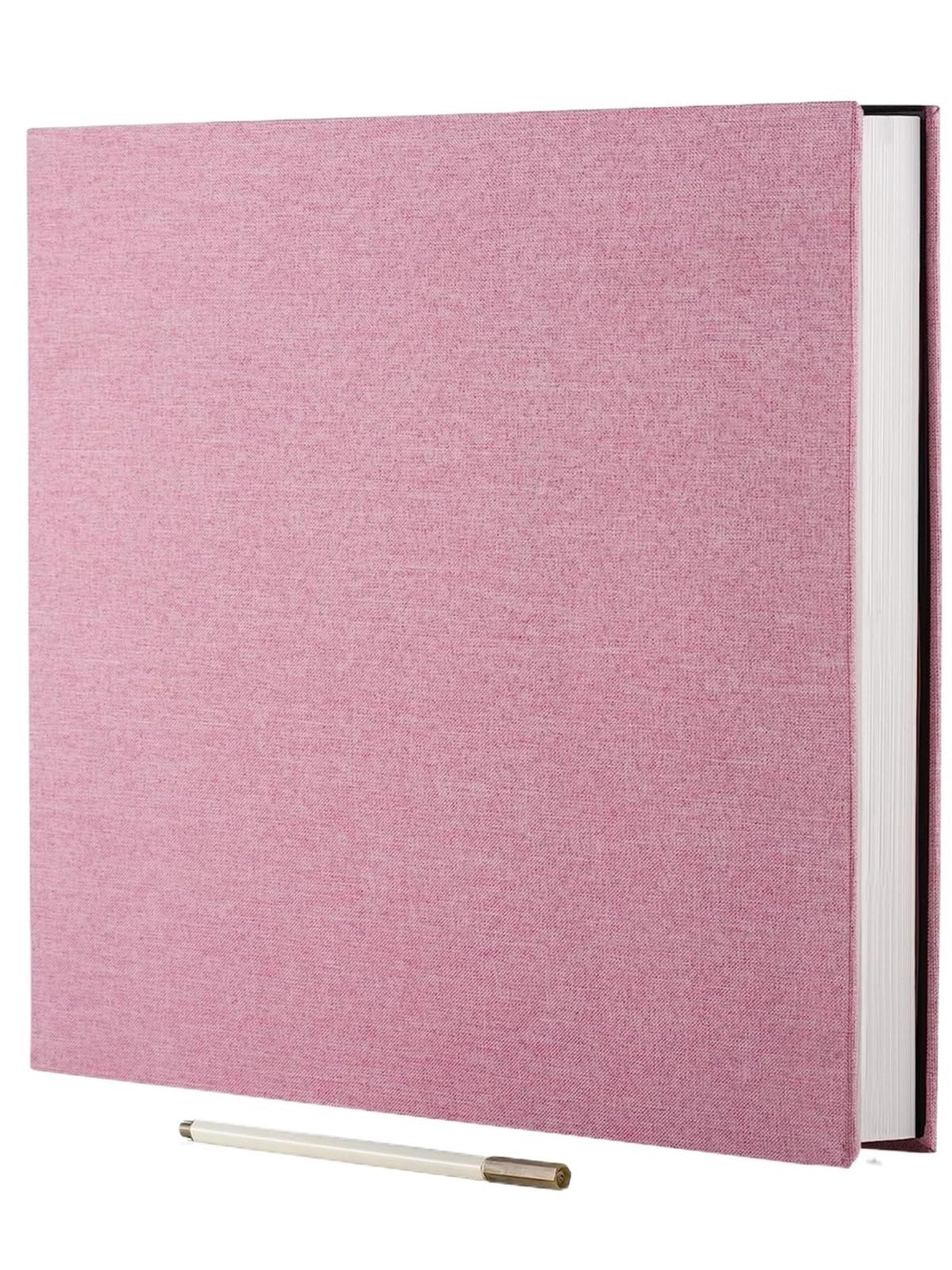 Linen Photo Album Self Adhesive Scrapbook For 2x3 4x6 5x7 8x10 Pictures DIY Book Birthday Gifts For Wedding(Pink)