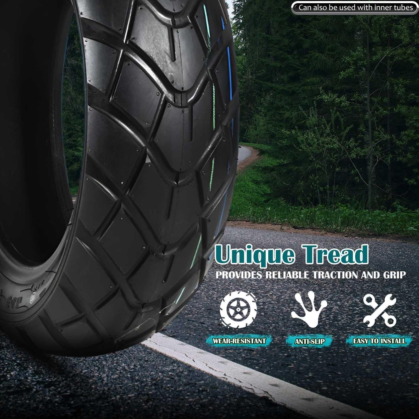 2PC 120/70-10 Opona Motocyklowa 120/70/10 z Niską Opór Toczenia dla Felg 10 Cali z 120 70 10 Tubeless TL 54L 280kPa Wysoka Przyczepność Miejska