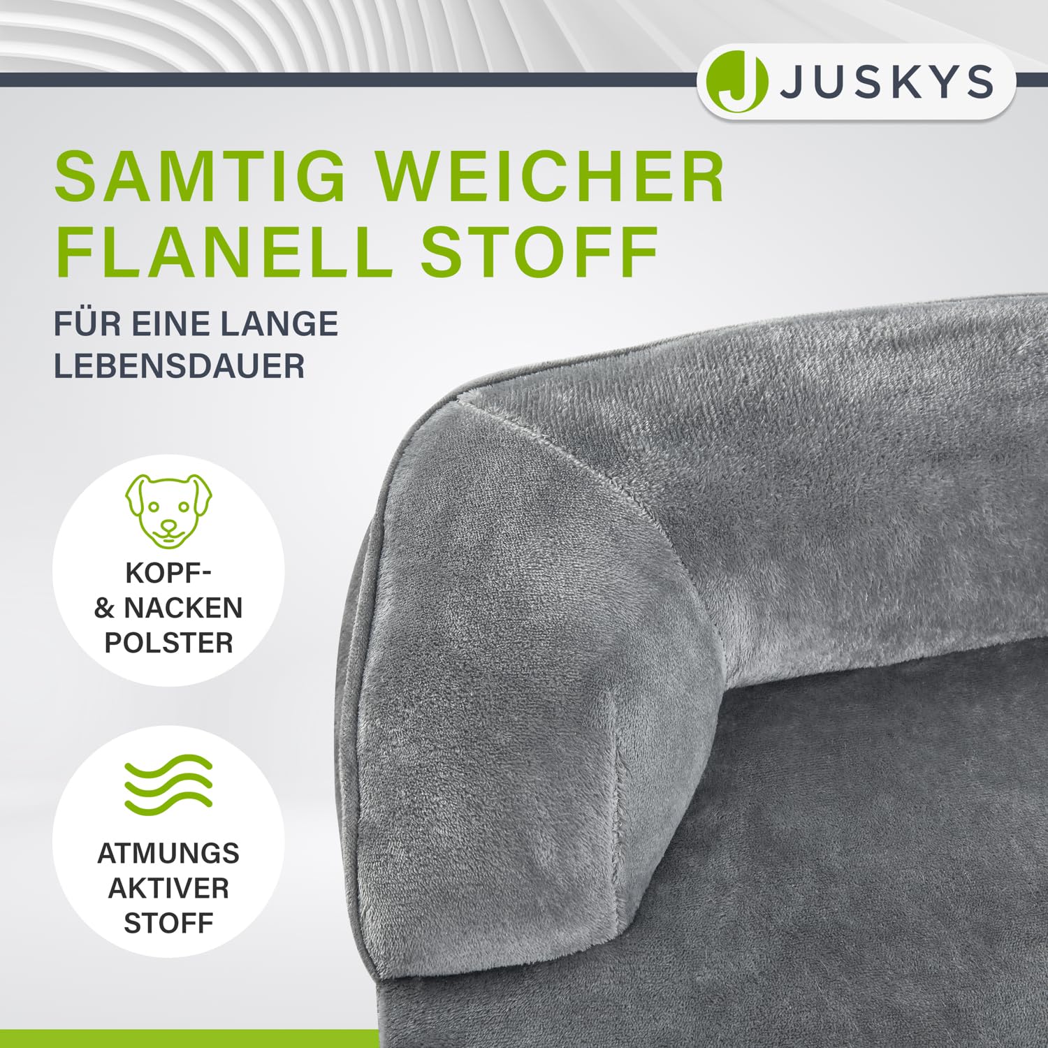 Juskys Sheena L ortopedyczne legowisko dla psa nadające się do prania i antypoślizgowe - 98 x 70 x 17 cm - miękka sofa dla psa dla średnich psów szary - łóżko dla zwierząt