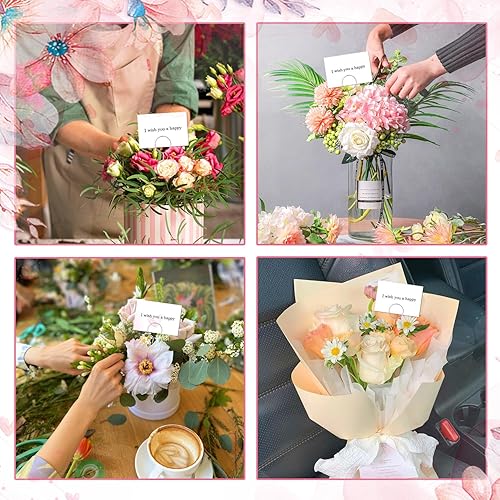 Miniatura 5 de 30 tarjeteros florales para colocar tarjetas florales de 13 pulgadas, soporte de alambre de metal para fotos, tarjetero redondo de flores para