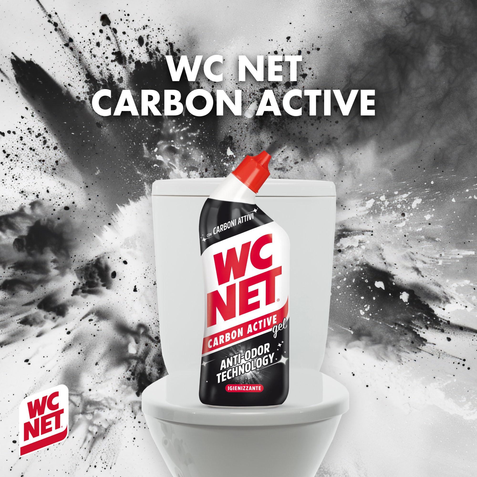 Wc Net – Carbon Active Anti-Odor, Detergente Liquido per WC con Carboni Attivi, Contrasta i Cattivi Odori del WC, 700ml x 4 Confezioni