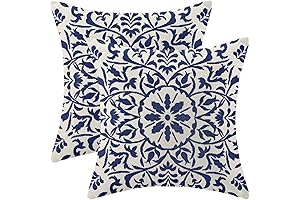 Navy Blue Boho Pillow Covers 16x16 Set of 2