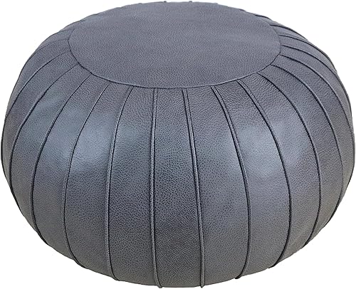 Thgonwid - Reposapiés de gamuza sintética hecho a mano con puf otomano de 23 x 14 in, reposapiés redondo para sala, dormitorio y debajo de la mesa,