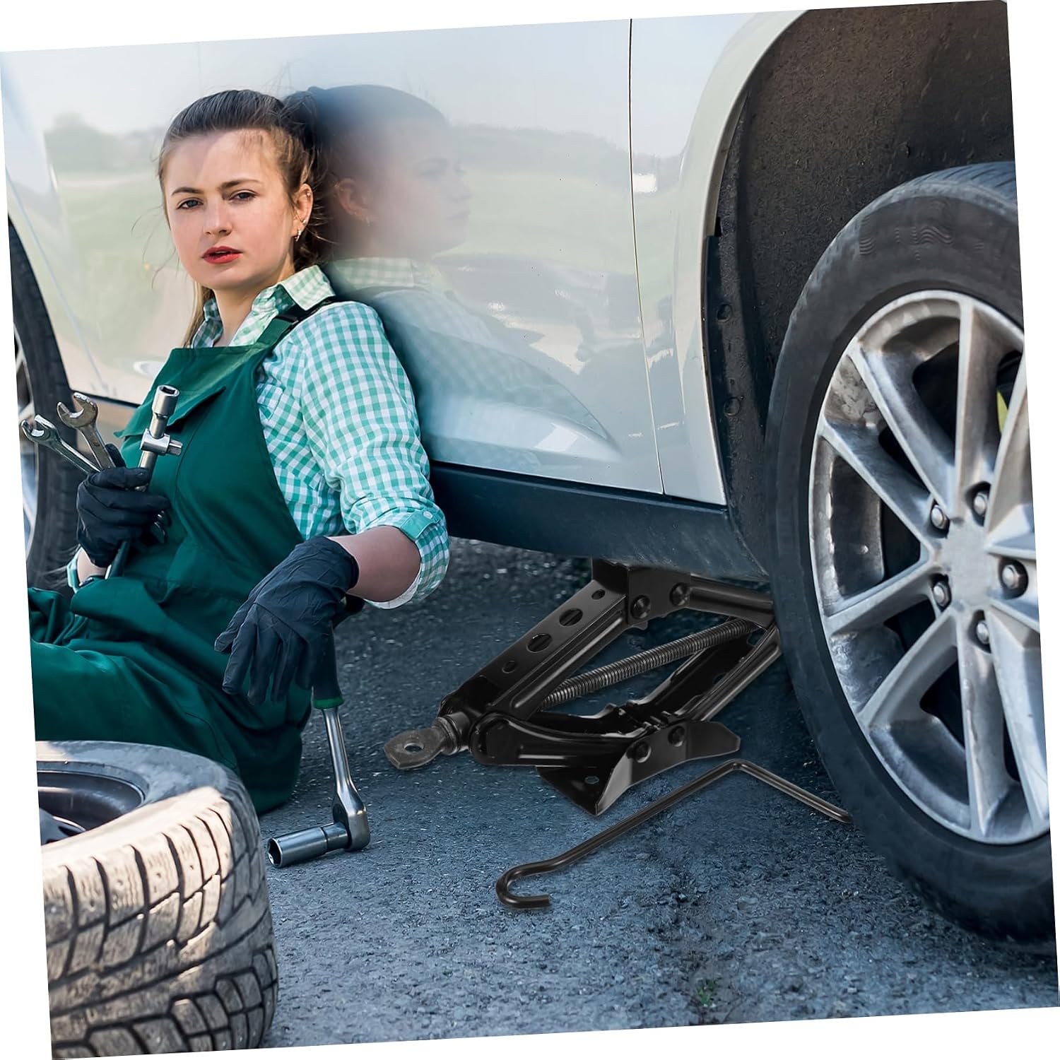 Ciieeo Scissor Jack with Crank Handle Capacity Car Jack for Tire Repair Durable and Easy Use Scissor Lift Tool for Vehicles Portable Tire Changing Equipment