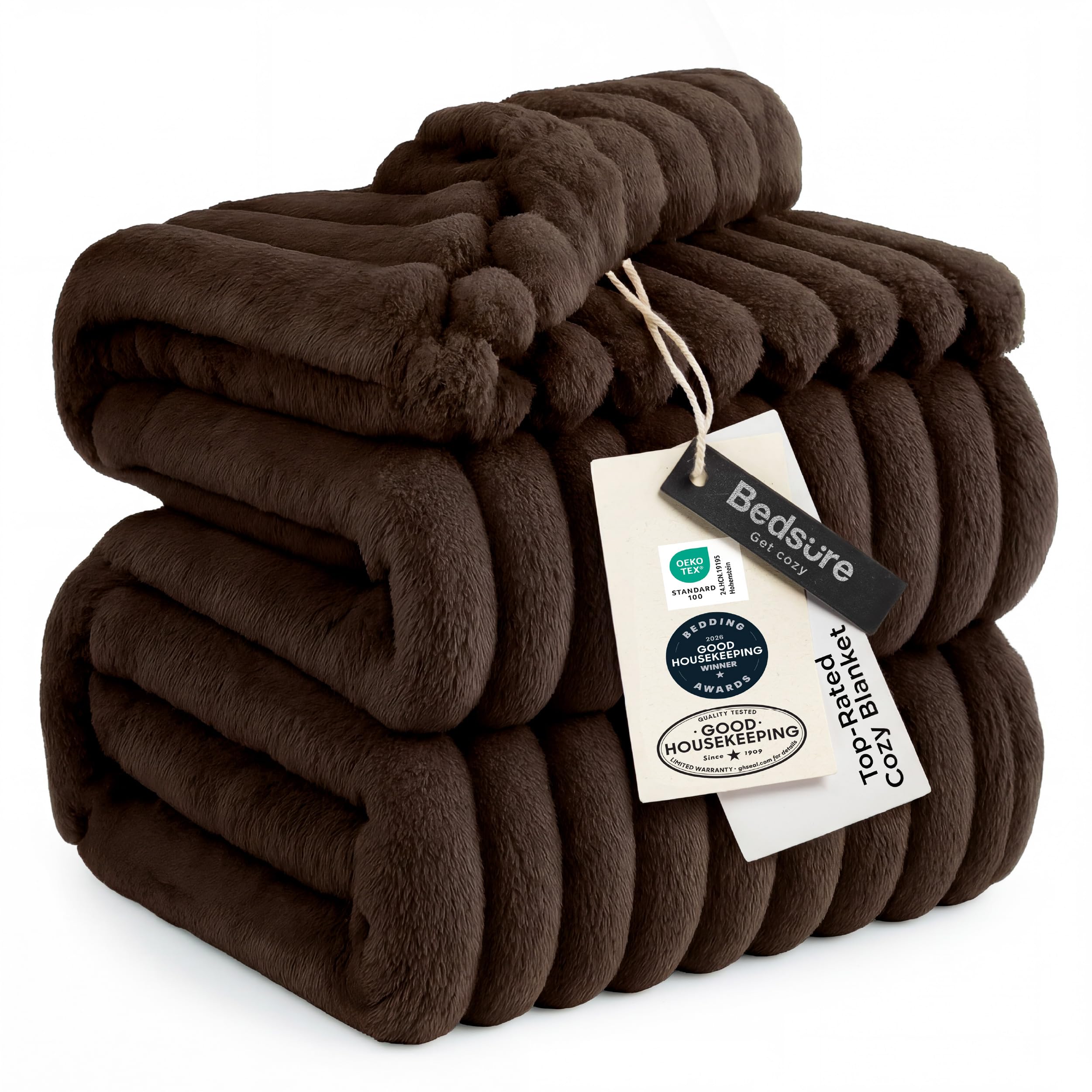 Photo 1 of Bedsure Soft King Size Blankets for Bed Chocolate Brown 108"x90"