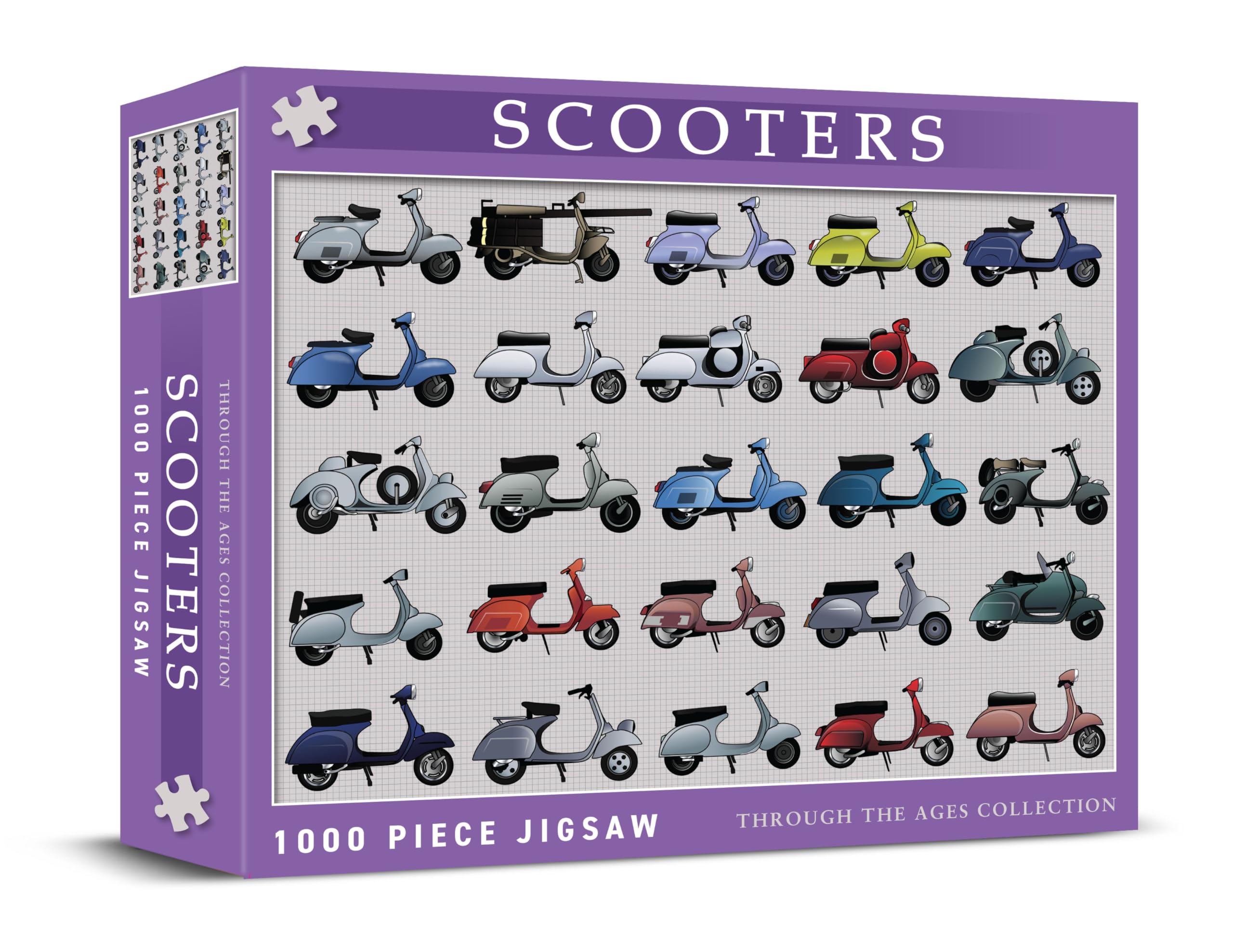 Coach House - 1000 Piece Jigsaw Puzzle, Transport Icons - Through the Ages Collection, Challenging Gifts for Men of All Ages (Scooters)