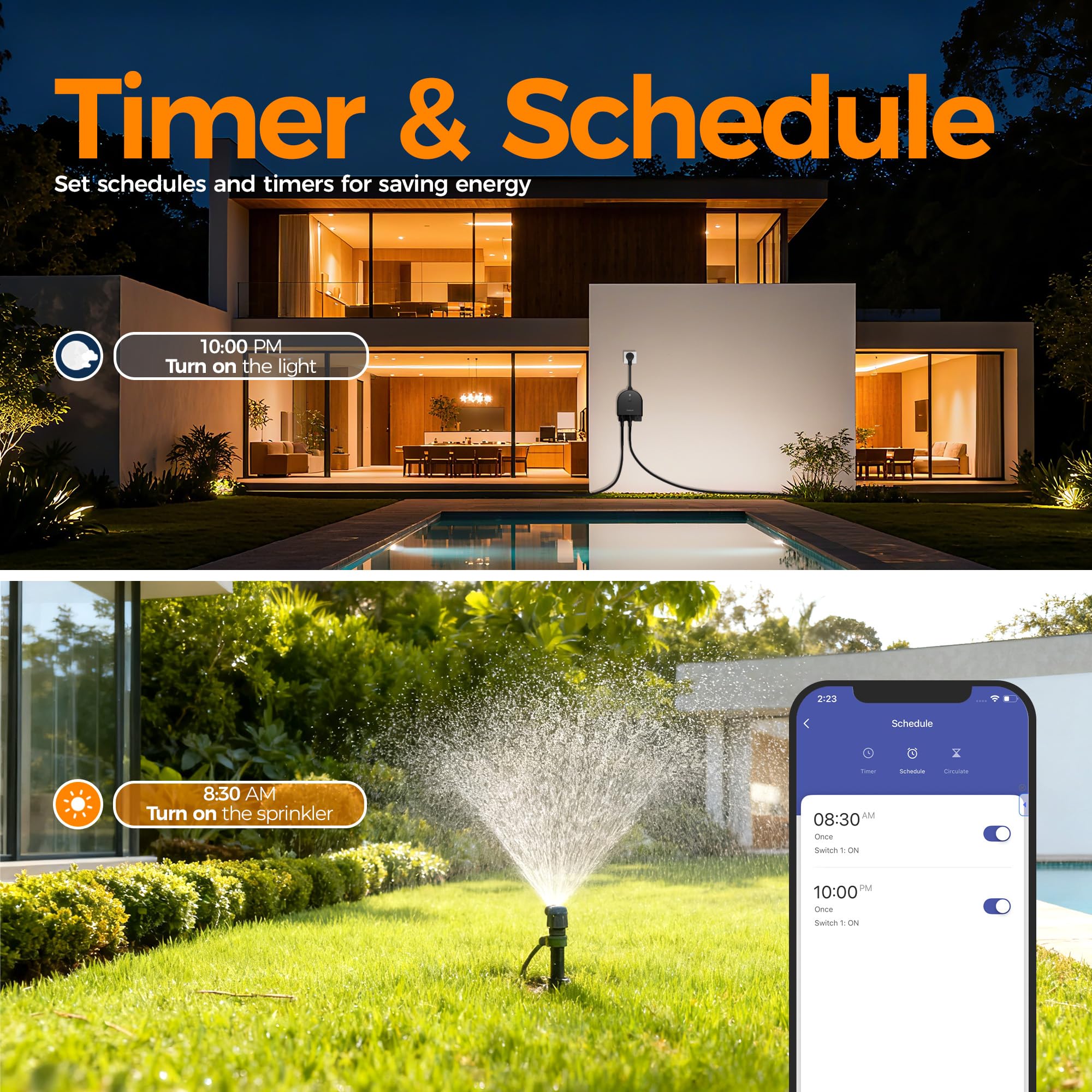 TESSAN Outdoor Smart Plug Waterproof 2 4GHz WiFi Only WiFi Smart Outlet with 3 Individual Sockets Compatible with — view 5